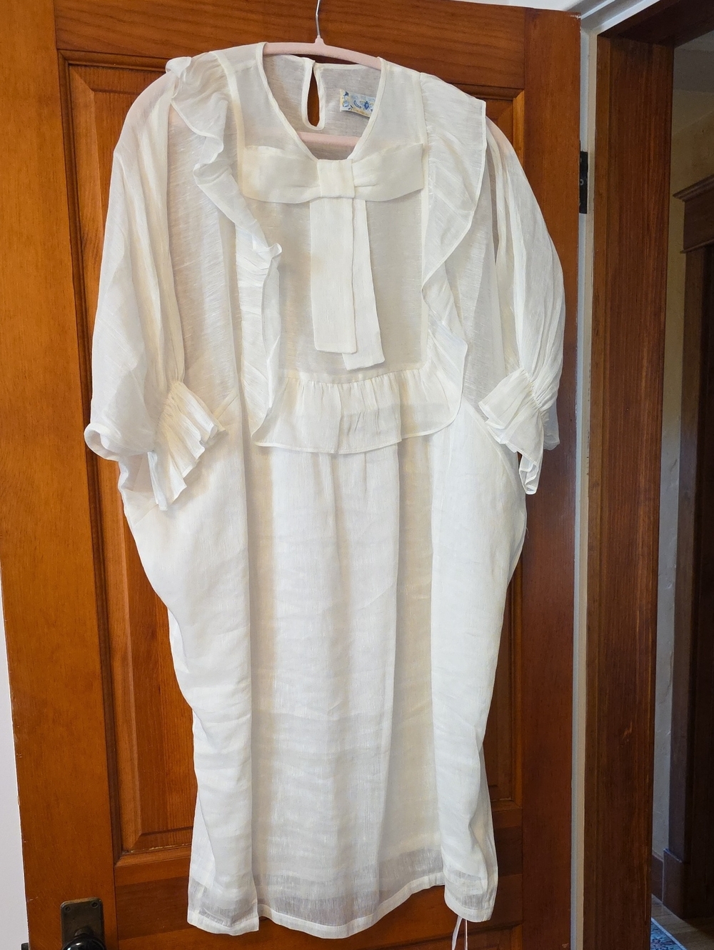 Women's Cream Ruffle Bow Dress